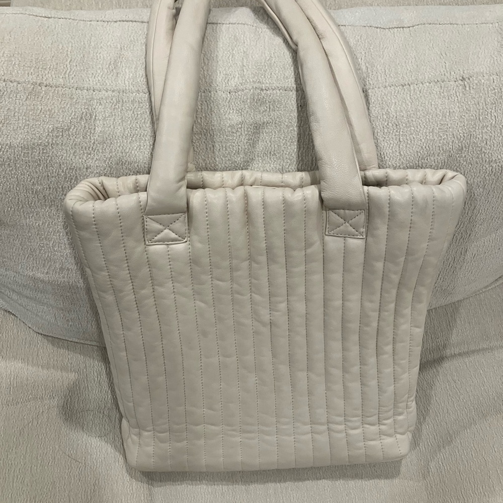 Elegant Cream Quilted Tote Bag